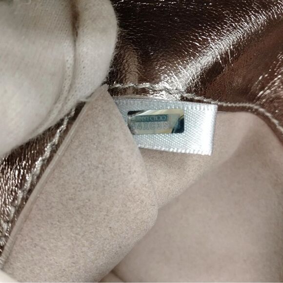 Auth Jimmy Choo Metallic Distressed Gold Leather Raven Shoulder Hobo Bag - Picture 8 of 8